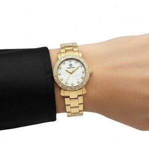 NWT Cabochon Fashion Ladies Quartz Steel Authentic Watch